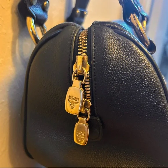 MCM Mini Boston Black Satchel with Gold Accents - Picture 4 of 15